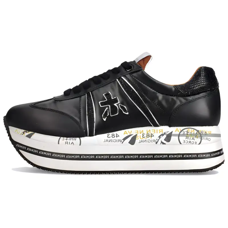 PREMIATA Cushioning Low top Casual Shoes Women's Black White