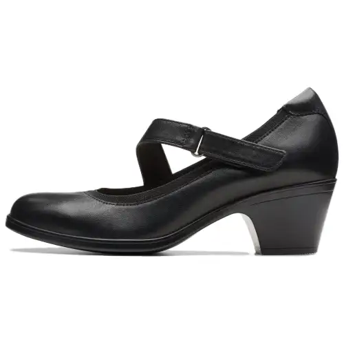 Clarks Leather Block Heel High Heels Women's Black