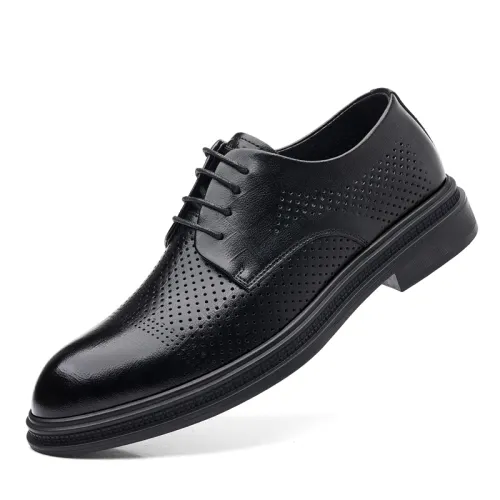 Mulinsen two-layer cowhide, hollow and breathable, British and Korean style formal leather shoes, men's style