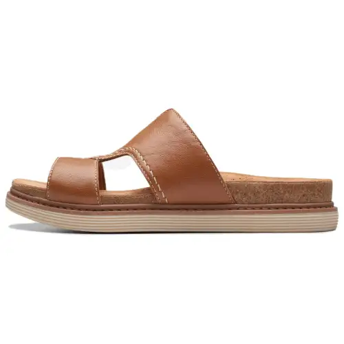 Clarks Rubber Sole Slip Resistant Slide Slippers Women's Tan