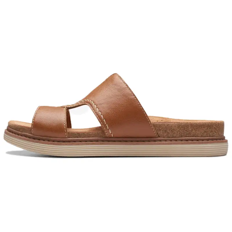Clarks Rubber Sole Slip Resistant Slide Slippers Women's Tan