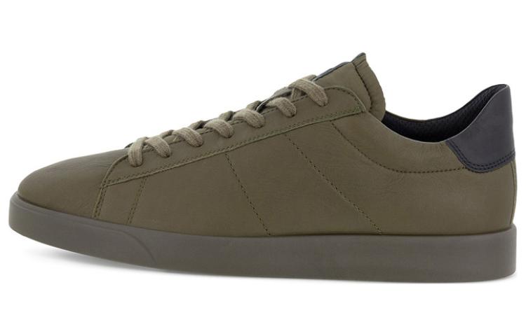 Ecco Top Grain Cow Leather Low top Stylish Skateboarding Shoes Men's Army Green