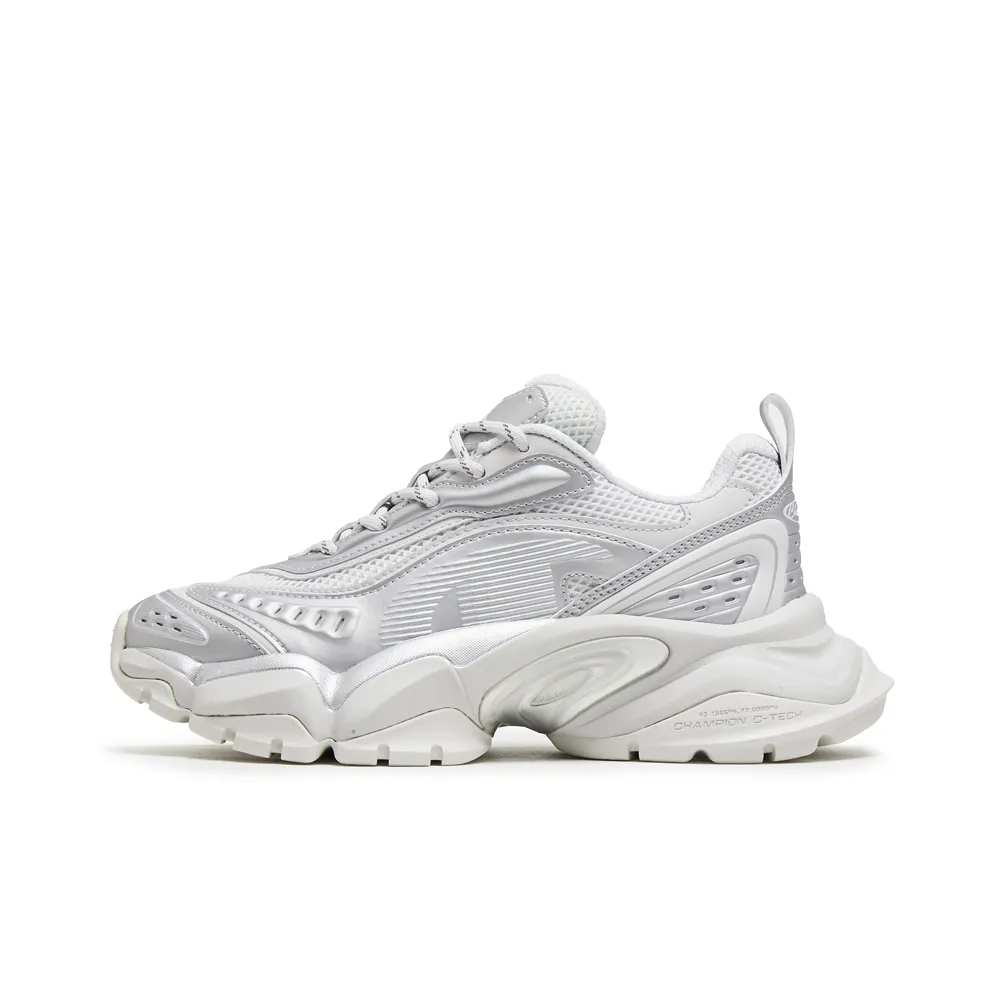 Champion Tooth Shark 2.0 Textile, Synthetic Leather Balance Low top Chunky Sneakers Women's Silver White/photon Gray