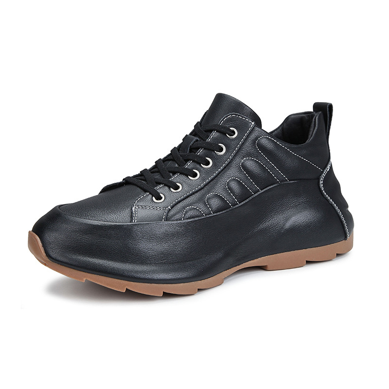 Devanro Difanlu first-layer cowhide luxury genuine leather lace-up fashionable and versatile youth thick-soled lightweight sports bag-soled shoes, increased wear-resistant, breathable and non-slip, low-top lifestyle casual shoes, men's style