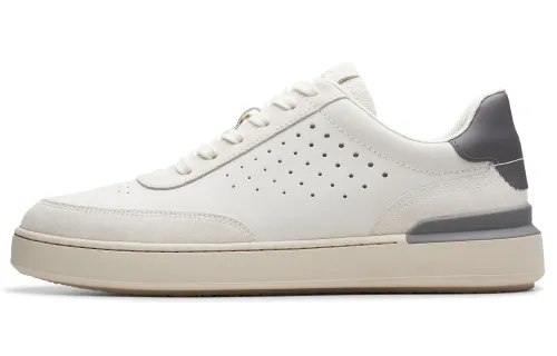 Clarks Textile, Cow Leather Low top Skateboard Shoes Men's White