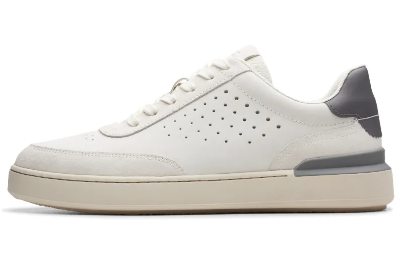Clarks Textile, Cow Leather Low top Skateboard Shoes Men's White