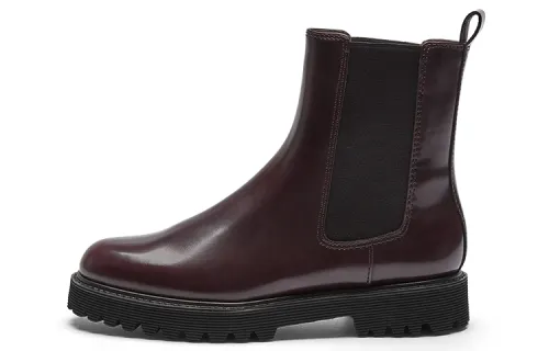 CHARLES&KEITH Short Chelsea Boots Women's Wine Red