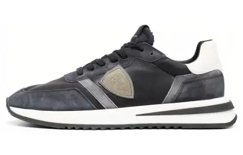 PHILIPPE MODEL Tropez Leather Cushioning Low top Casual Shoes Men's Black Gray