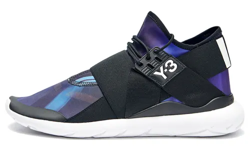 Y 3 Qasa Elle Lace Fabric Abrasion Resistant Mid top Casual Shoes Women's Black Purple