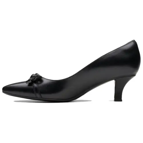 Clarks Leather Comfortable Round Toe Slim Heel High Heels 5CM Women's Black