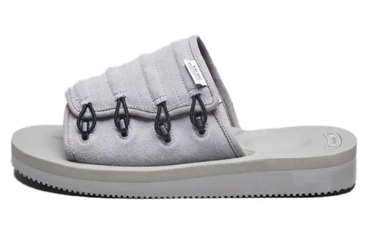 Suicoke Leather Slide Slippers Unisex Gray