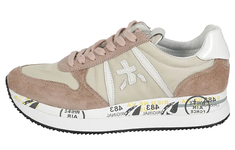 PREMIATA Leather Low top Sports Casual Shoes Women's Beige Brown