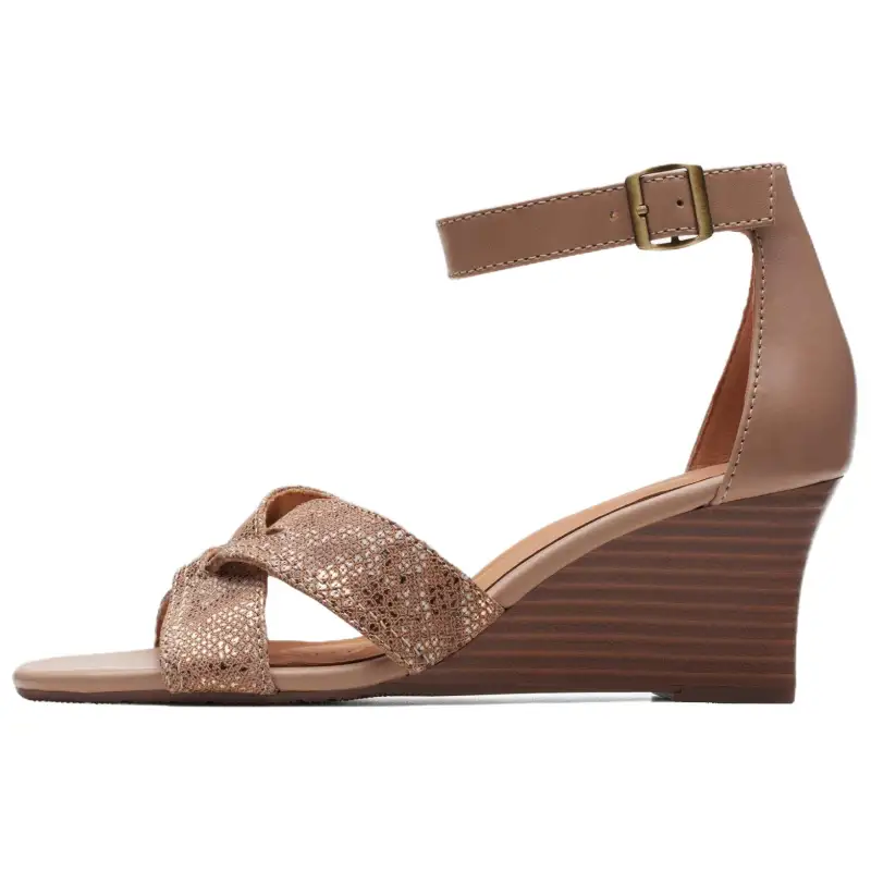 Clarks Leather One Strap Sandals 7.5cm Women's Brown