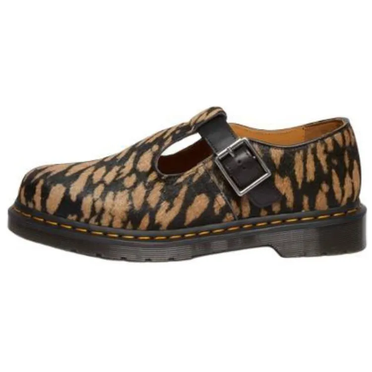 Dr.Martens T Bar Leather Mary Jane Shoes Men's Leopard Print