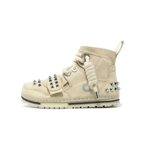OETZI Skateboard Shoes Unisex High Top Light Beige