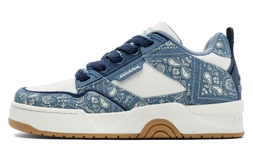 Dickies Paisley Trendy And Cool Fabric Low top Skateboard Shoes Men's White Blue