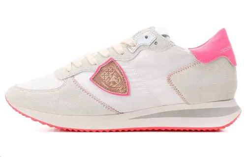 PHILIPPE MODEL Textile, Leather Lace Up Cushioning Low top Sports Casual Shoes Women's White Gray