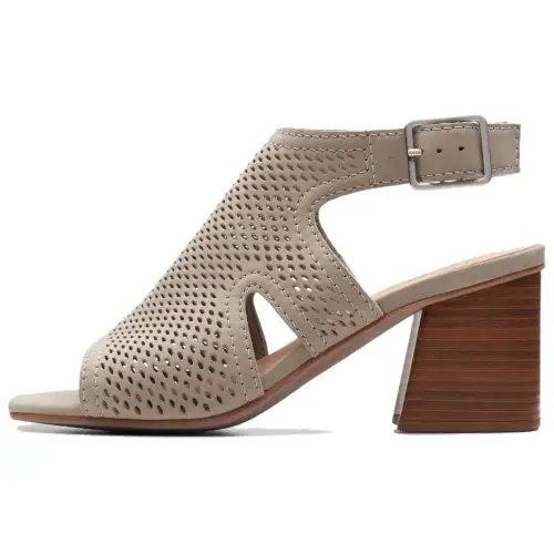 Clarks Siara 65 Flow Stone Chunky Heel High Heels 6.5cm Women's Gray