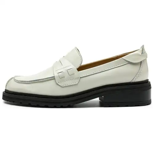 Clarks Cow Leather Loafers 4cm Women's White
