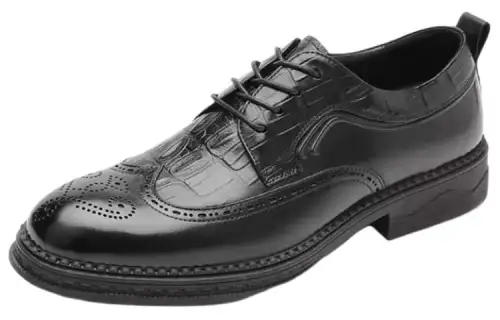 AOKANG round toe lace-up, thick heel, wear-resistant, comfortable and versatile, formal leather shoes, men's black