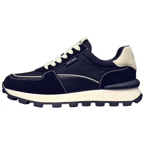 JANE HARLOW Textile, Synthetic Leather, Split Cow Leather Casual Shoes Men's Black