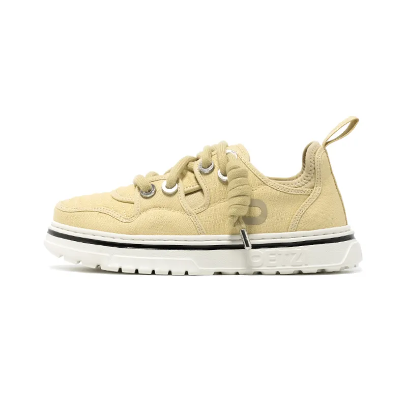 OETZI Ice Man Oz Fabric Stylish Skateboarding Shoes Unisex Light Yellow