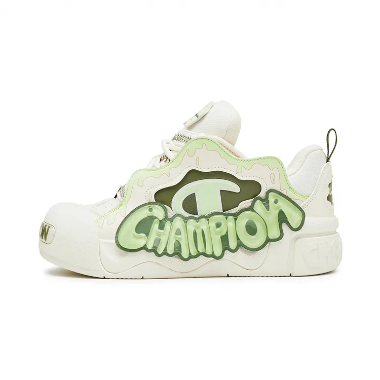 Champion Puffy Jelly Shoes Low top Skateboard Shoes Unisex Milk White/Lime Cream