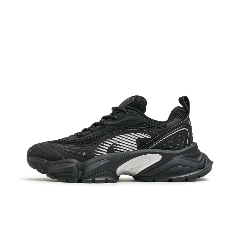 Champion Tooth Shark 2.0 Textile, Synthetic Leather Balance Low top Chunky Sneakers Men's Black/Silver White