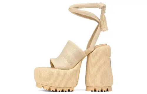 Naked Wolfe Beach Comfortable Round Toe One Strap Sandals 14.5cm Women's Beige