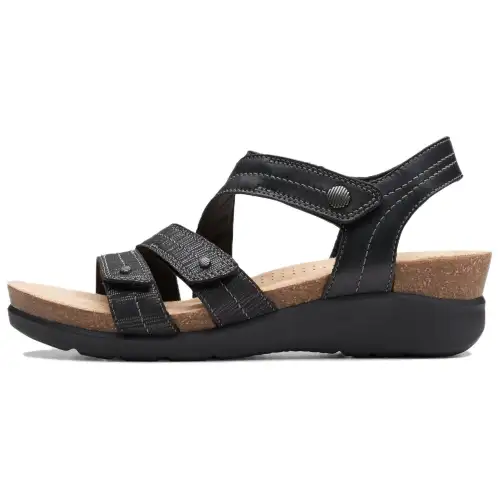 Clarks Leather One Strap Sandals 5.5cm Women's Black
