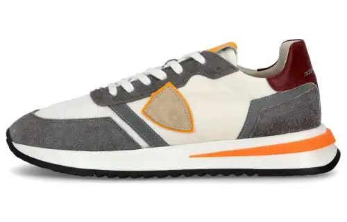 PHILIPPE MODEL Tropez 2.1 Leather Minimalist Fashion Low top Casual Shoes Men's Orange White