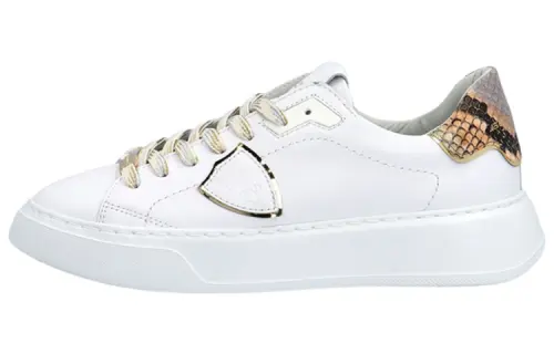 PHILIPPE MODEL Leather Lace Up Stylish Skateboarding Shoes Women's White