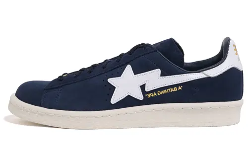 Adidas Originals x A BATHING APE Campus 80 Leather Casual Skate Shoes Unisex Midnight Blue