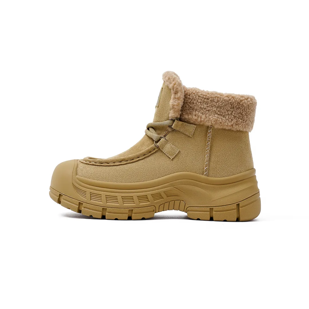 HARSON Cow Split Leather Thermal Short Snow Boots Women's