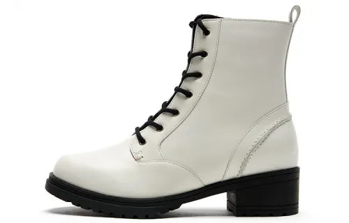 COLE HAAN Cow Leather Fashion Short Combat Boots Women's Beige