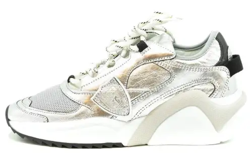 PHILIPPE MODEL Leather Low top Sports Casual Shoes Women's Silver