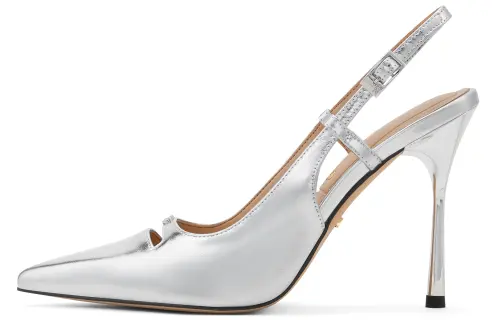 CHARLES&KEITH Small Ck One Strap High Heel Sandals 10.3cm Women's Black Box Black/Silver/Beige