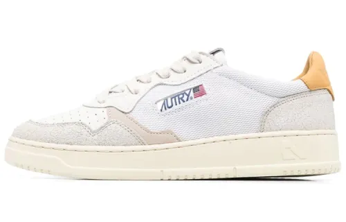 AUTRY Crack Nubuck Cow Leather Stylish Skateboarding Shoes Men's White Orange