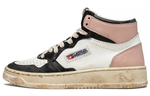 AUTRY Medalist Leather Mid Super Vintage White Pink Black Women's