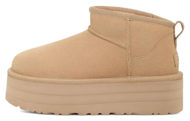 UGG Cow Suede Ankle Length Snow Boots Women's Light Taupe