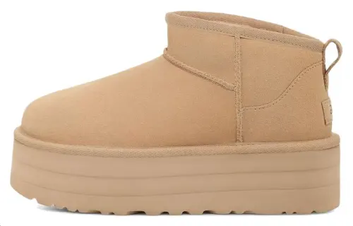 UGG Cow suede, simple and casual, ankle-length snow boots, women's light taupe
