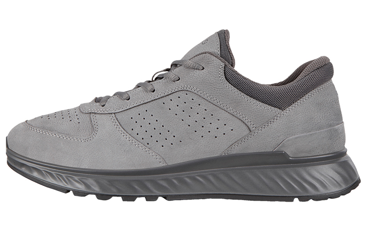 Ecco Exostride Leather Cushioning Slip Resistant Abrasion Resistant Low top Casual Shoes Men's Gray