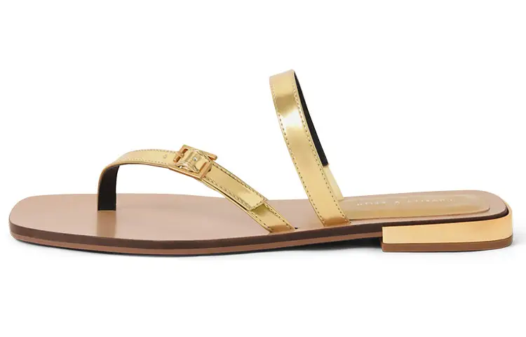 CHARLES&KEITH Composite Sole Quiet Slide Slippers Women's Gold
