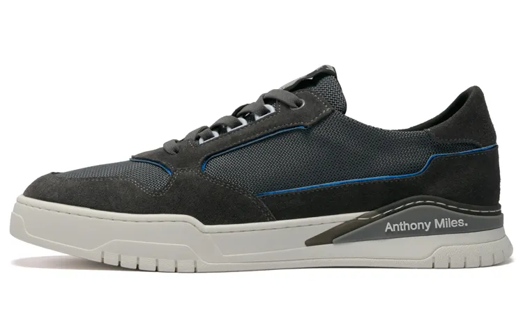 Anthony Miles Anthony Miller Textile, Top Grain Cow Leather Low top Stylish Skateboarding Shoes Men's Blue