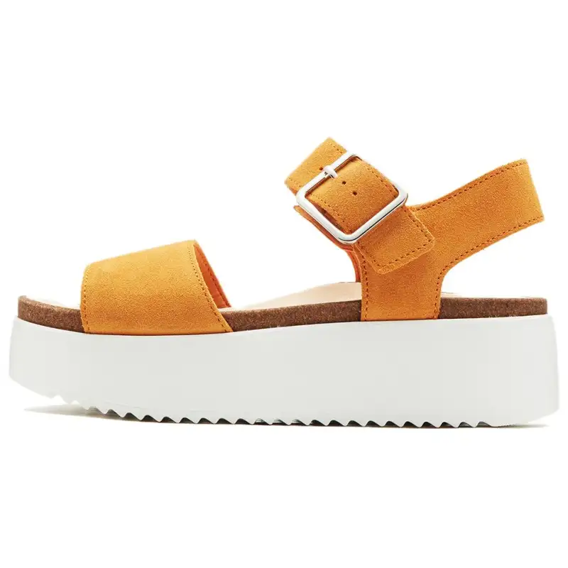 Clarks Leather One Strap Sandals 6CM Women's Orange