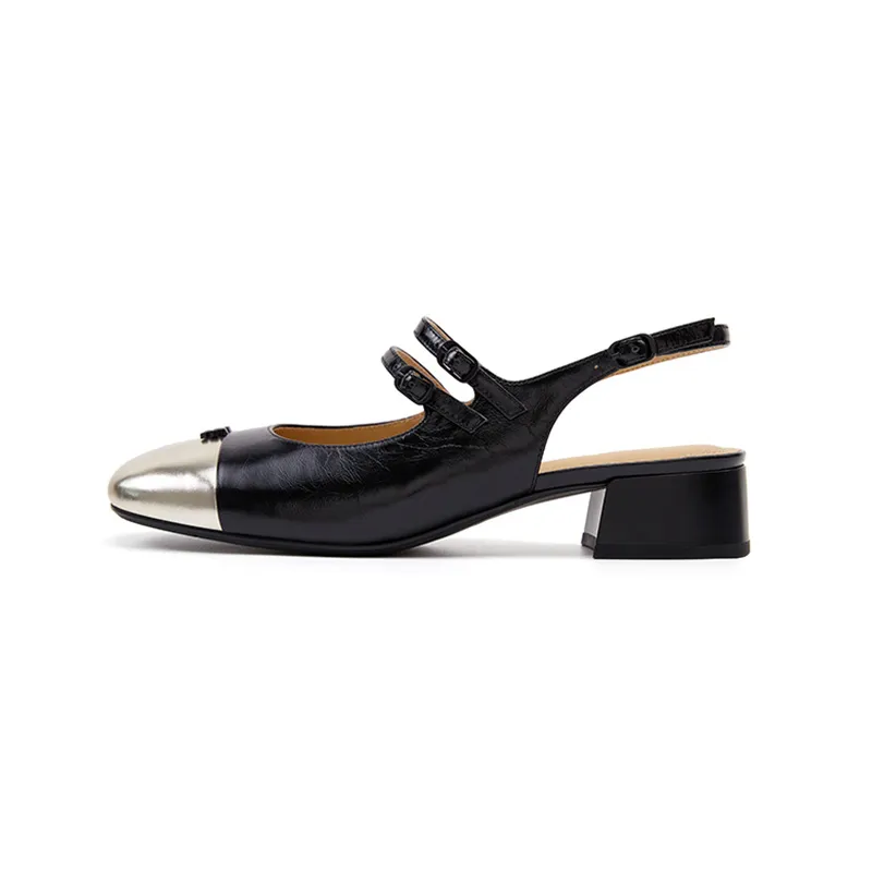 Marie Claire Cow Leather Chunky Heel High Heels 3.3cm Women's