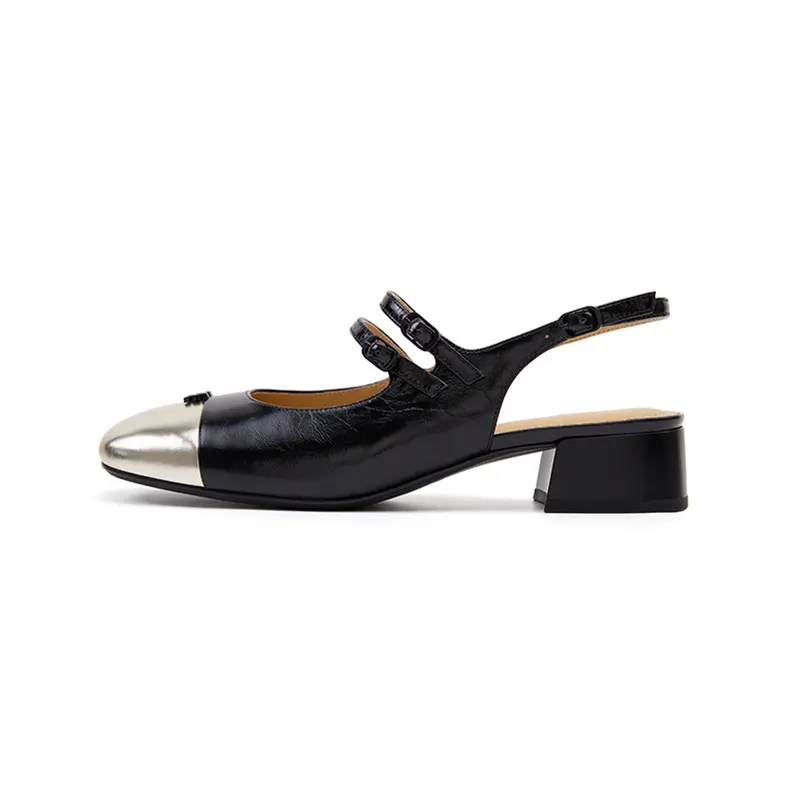 Marie Claire Cow Leather Chunky Heel High Heels 3.3cm Women's