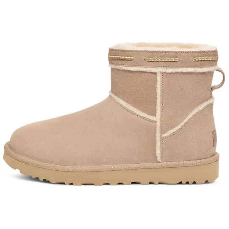 UGG Cow Split Leather Short Snow Boots Unisex Sand Dune