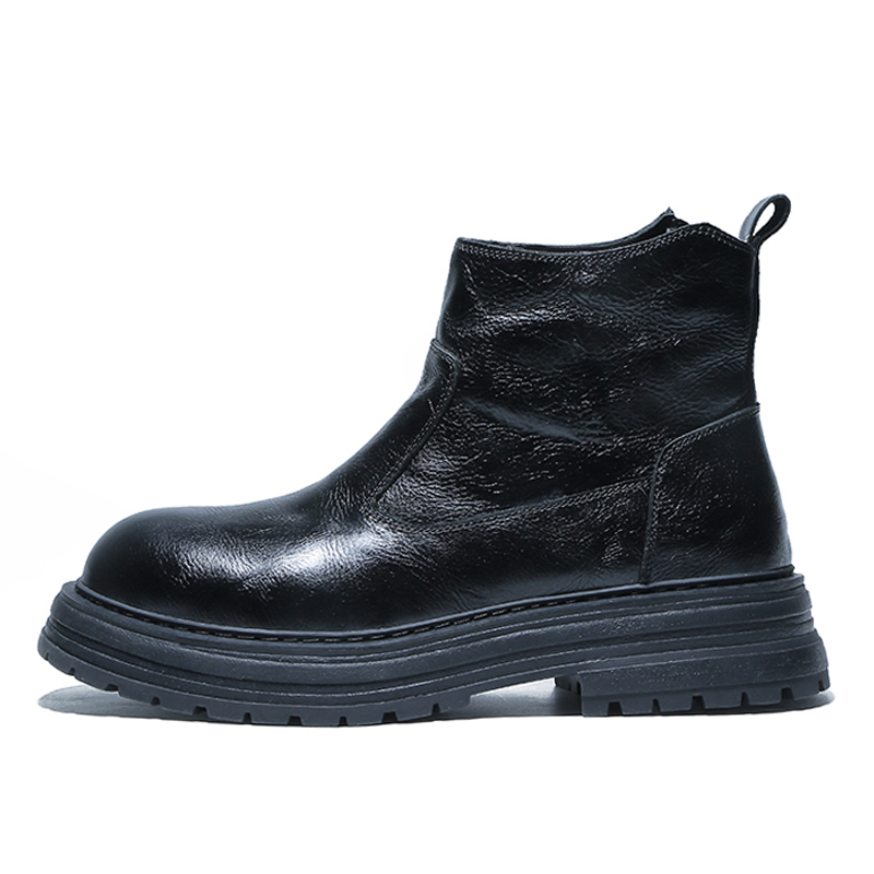 Devanro Comfortable universal non-slip leather warm low boots English style, cowhide, 40, British style, genuine leather
