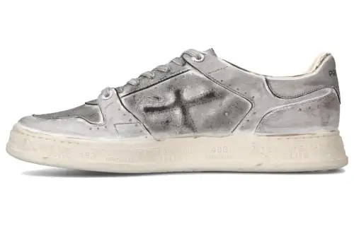 PREMIATA Quinn Calfskin Low top Skateboard Shoes Men's Silver Gray